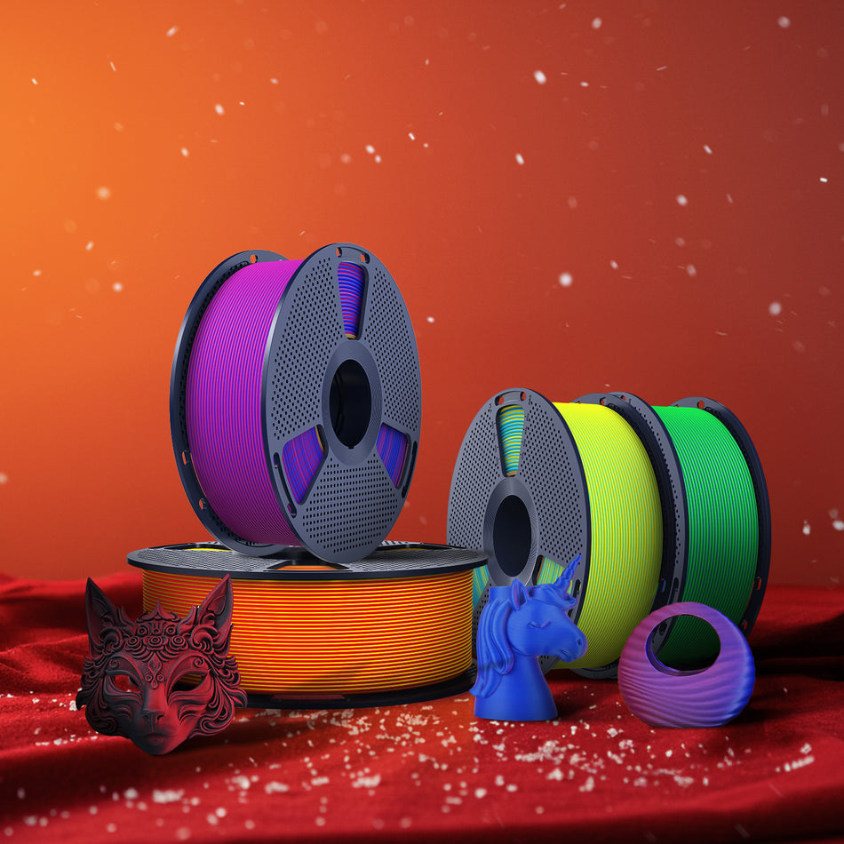 [MOQ: 3 Rollen] PLA Matte Dual-Color 3D-Drucker Ästhetik-Filament 1KG, Nahtlose Zwei-Farb-Effekte & Weiches Matt-Finish