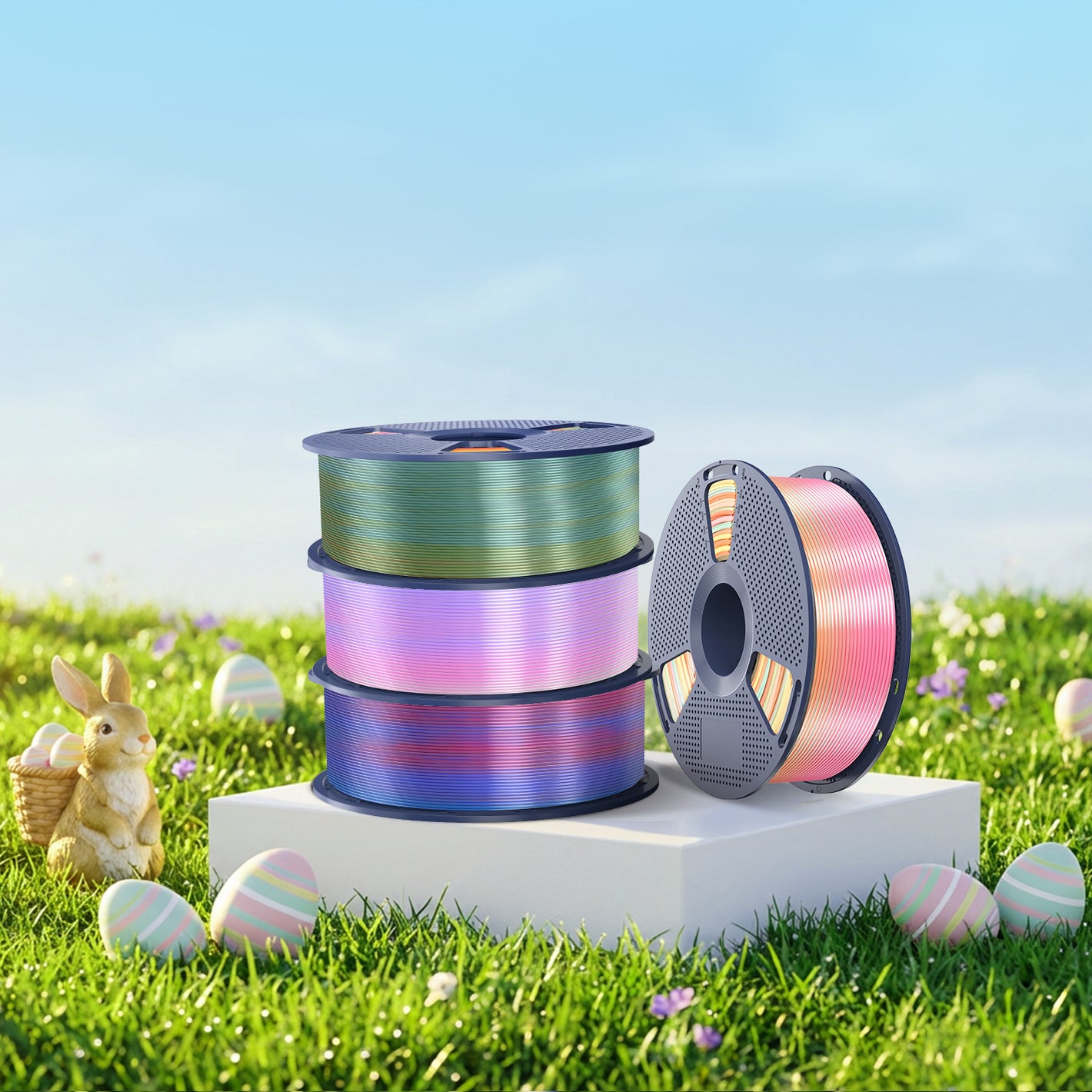 [MOQ: 3 Rollen] PLA, SILK, PLA Transparent Rainbow Filament 1KG
