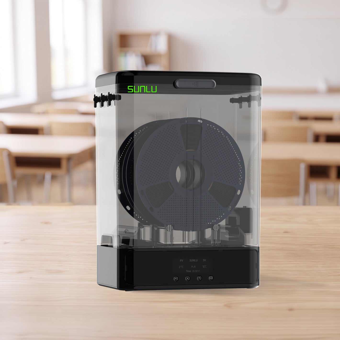 SUNLU FilaDryer SP2, 2-in-1 Filament Trockner kombiniert mit Aufbewahrungsbox, bis zu 70℃(158°F) Trocknung und nahtlose Lagerung, kompatibel mit Spulengröße 1kg×2 oder 2kg×1 oder 3kg×1