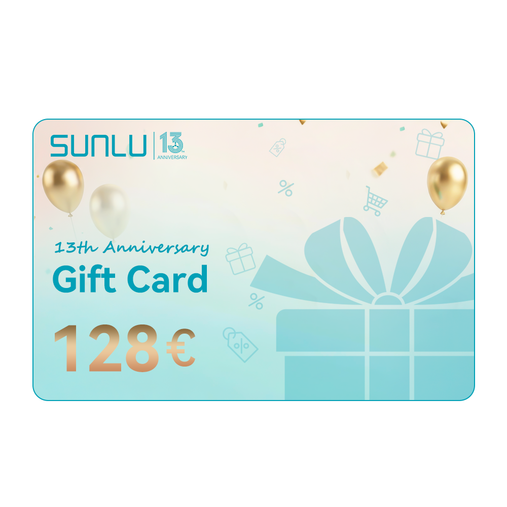 [2 % RABATT] SUNLU-Geschenkkarte zum 13-jährigen Jubiläum, SUNLU DE Store Geschenkkarte Sonderangebot
