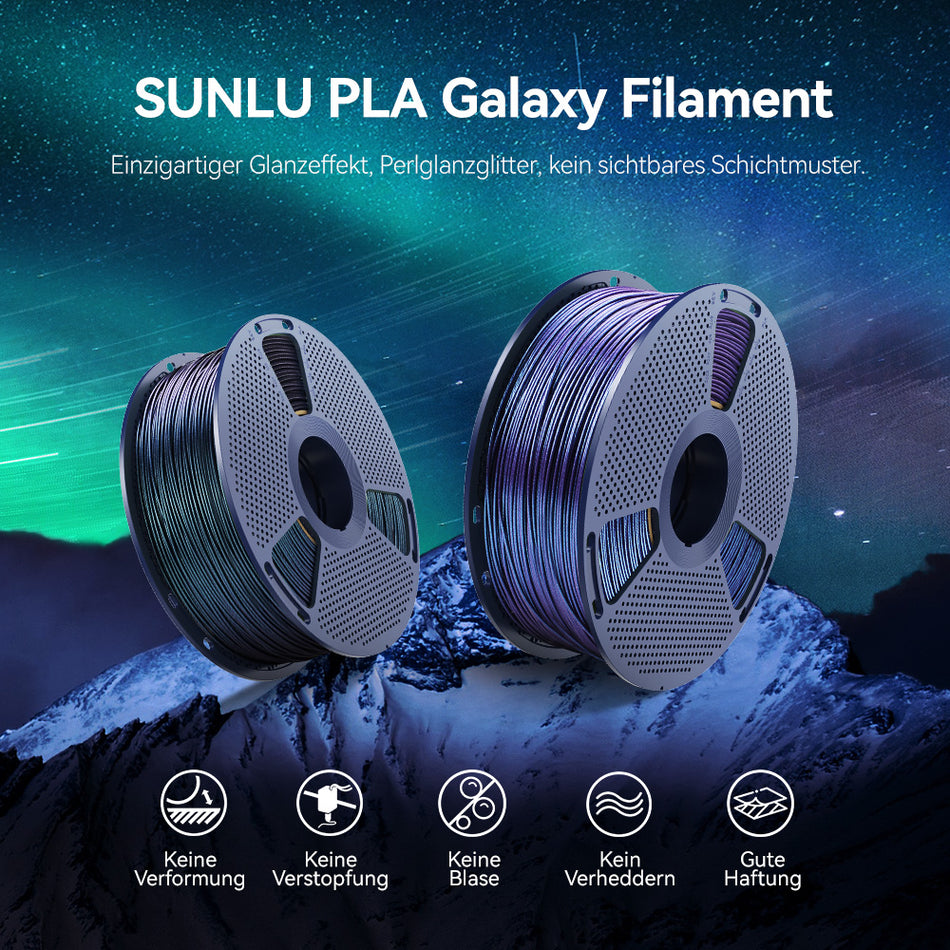 SUNLU PLA Galaxy Ästhetisches Filament 1KG, Farbwechselndes PLA-Filament, Funkelndes Ultrafines Perlmuttpulver