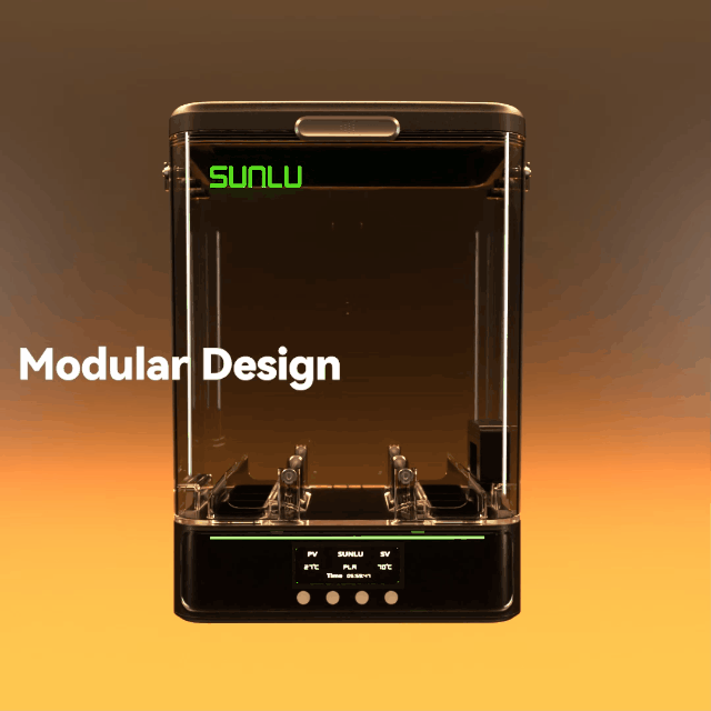 SUNLU FilaDryer SP2, 2-in-1 Filament Trockner kombiniert mit Aufbewahrungsbox, bis zu 70℃(158°F) Trocknung und nahtlose Lagerung, kompatibel mit Spulengröße 1kg×2 oder 2kg×1 oder 3kg×1